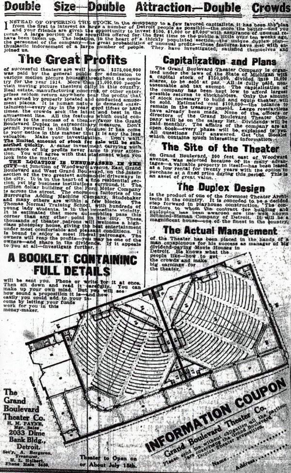 Duplex Theatre - Old Ad For Investors (newer photo)